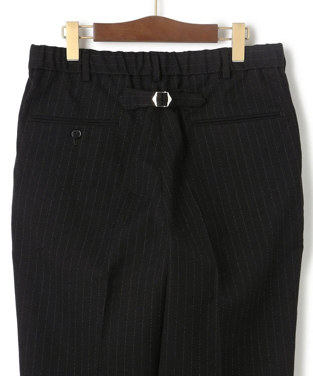 J.PRESS MEN 【J.PRESS ORIGINALS】Wool Silk Angola Chalk Stripes Spindle 1Tuck Piped Stem Slacks / Japan Made ブラック系1