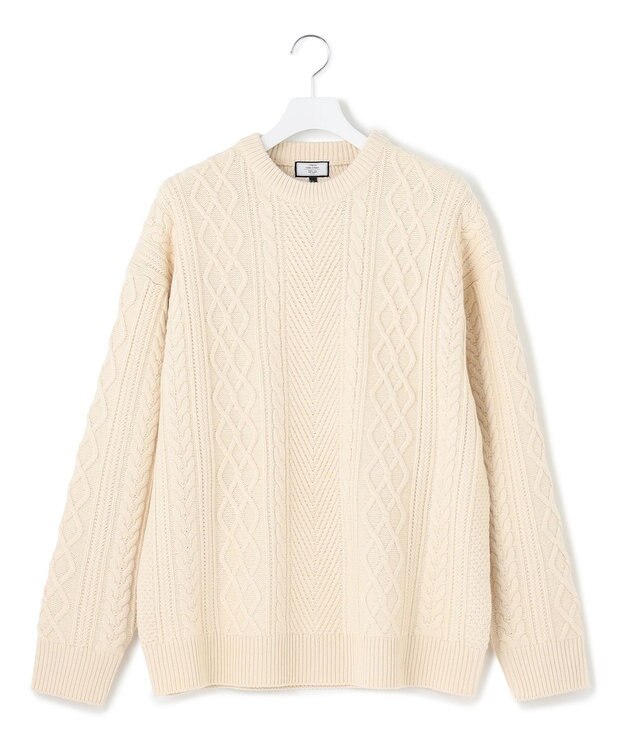 J.PRESS YORK STREET 【UNISEX】アランケーブル クルーニット ホワイト系