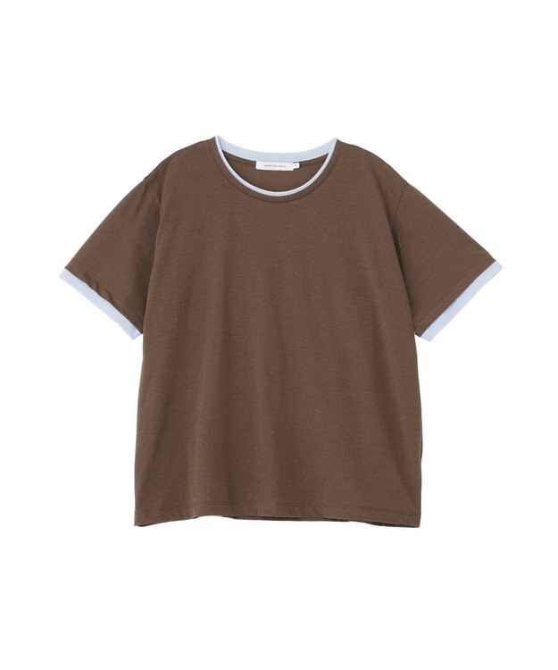 AMERICAN HOLIC 配色レイヤード風シアーＴシャツ Brown