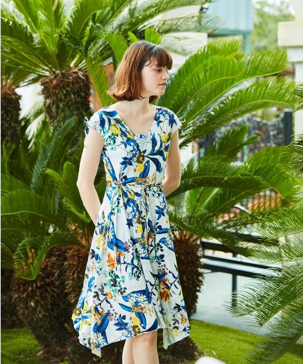 San-ai Resort（三愛水着楽園） 【SALE】【Coral veil】Botanical Garden ショルダードレス 3点セット水着 9号/11号 ブルー