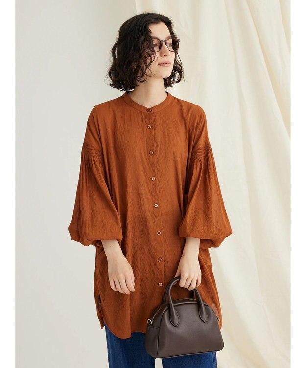 CRAFT STANDARD BOUTIQUE ウ゛ィンテージボイルソデシャーリングチュニック Orange