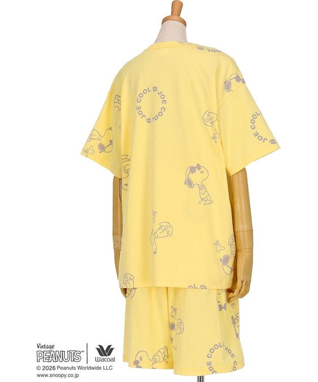 WACOAL PEANUTS パジャマ 5分袖 半袖 5分丈 オーガニックコットン100%(本体) レディース FDT169 /ワコール イエロー