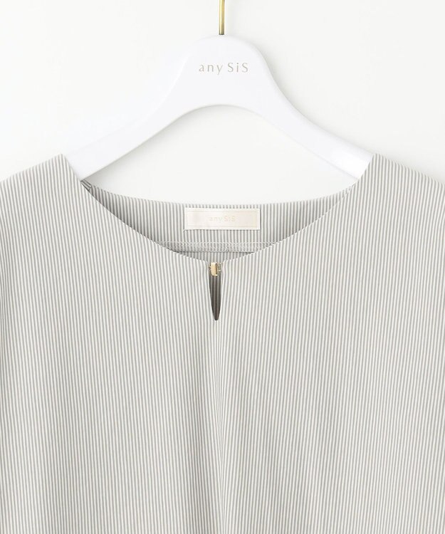 ANY SIS S 【洗える】シルケットストライプドルマン カットソー ミントストライプ