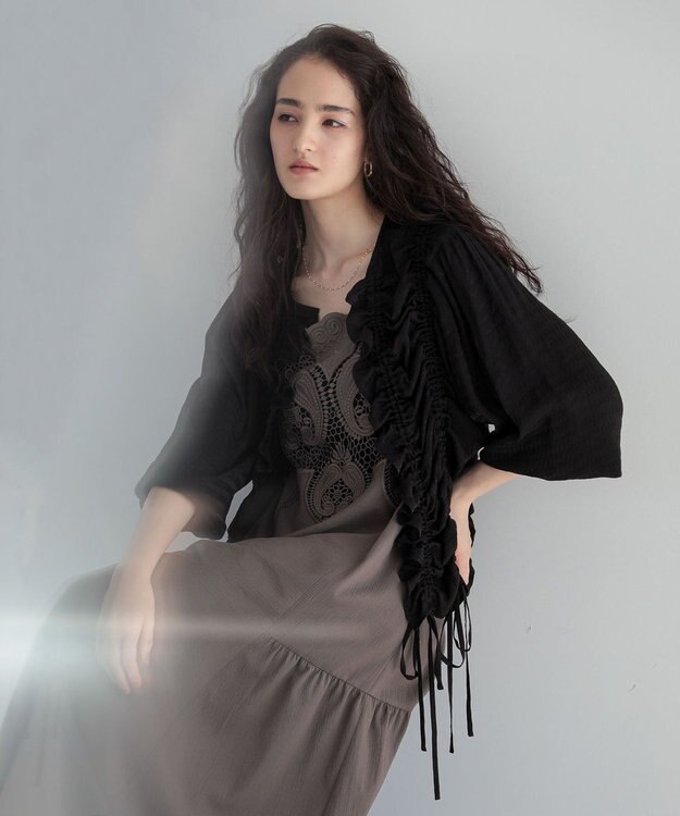 Green Parks ■ＥＳＣＡＲシアーギンガムシャーリングカーディガ Black