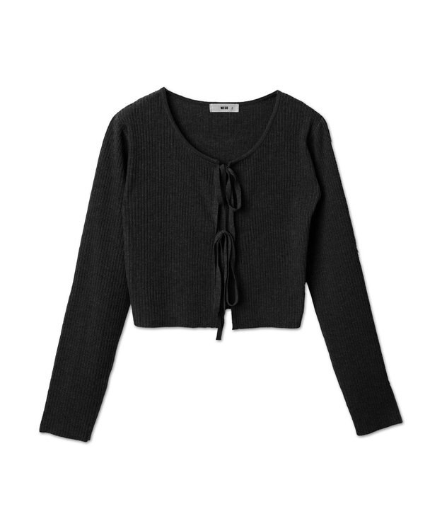 WEGO リボンリブカーディガン ブラック