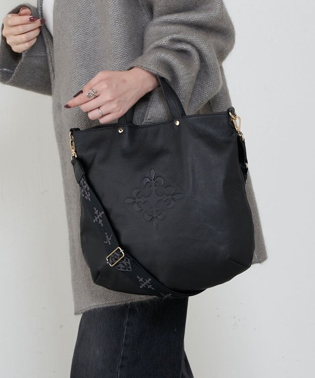 russet ソフトレザー 2WAYトートバッグ(CE-1611) Black