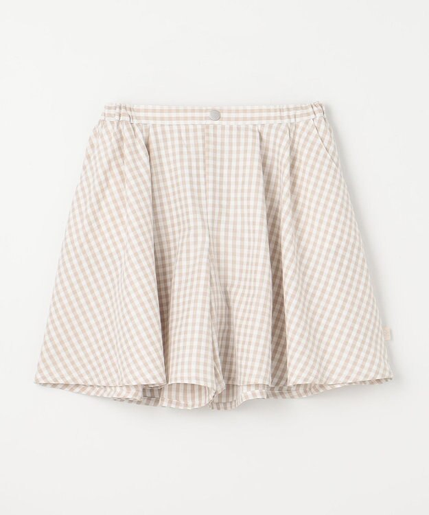 組曲 KIDS 【150-160㎝】フレアーギンガム ショートパンツ ベージュ系3