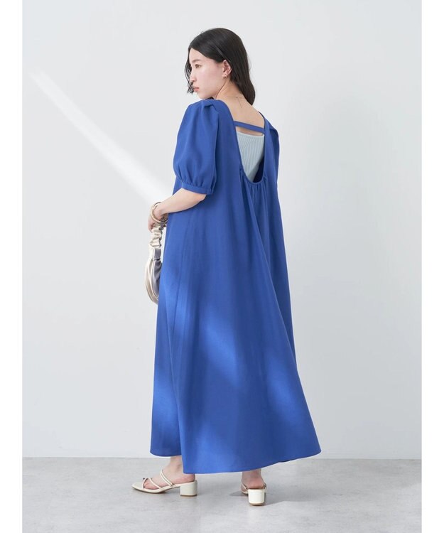 earth music&ecology リサイクルポリエステルブレンドＡラインワンピース Blue