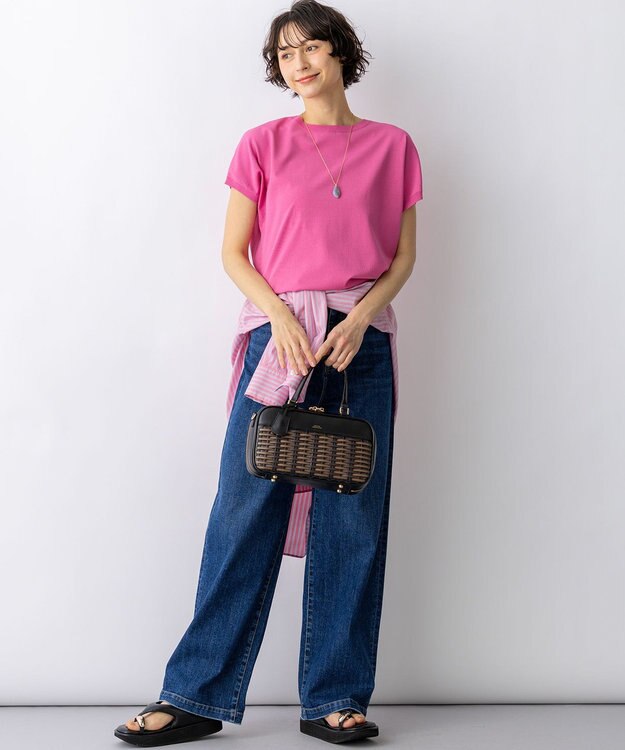 23区 【先行予約】レーヨンポリエステルストレッチ プルオーバー ニット ピンク系