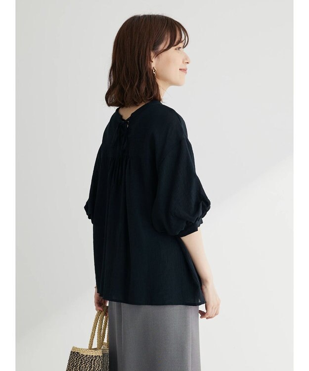Green Parks ・ＥＬＥＮＣＡＲＥ　ＤＵＥ　バルーンスリーブブラウス Black