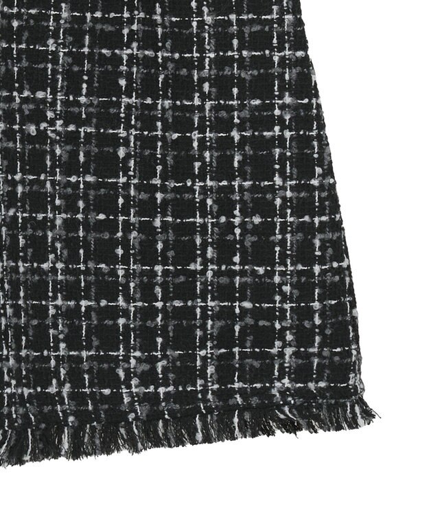 earth music&ecology 【セットアップ可】フリンジツイードミニスカート Black