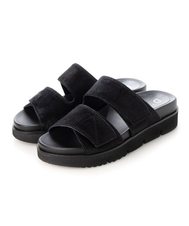 MODE ET JACOMO <D'ICI>フットベッドハラコスポーツサンダル ブラック