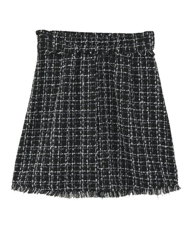 earth music&ecology 【セットアップ可】フリンジツイードミニスカート Black