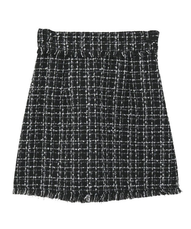 earth music&ecology 【セットアップ可】フリンジツイードミニスカート Black