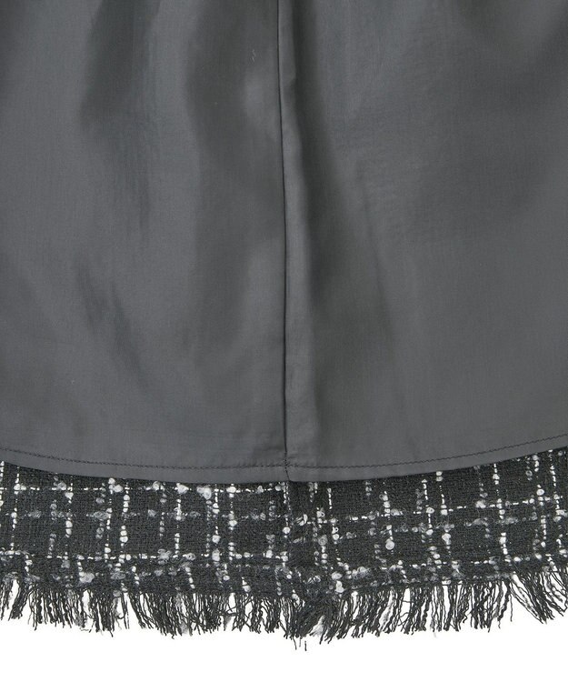 earth music&ecology 【セットアップ可】フリンジツイードミニスカート Black