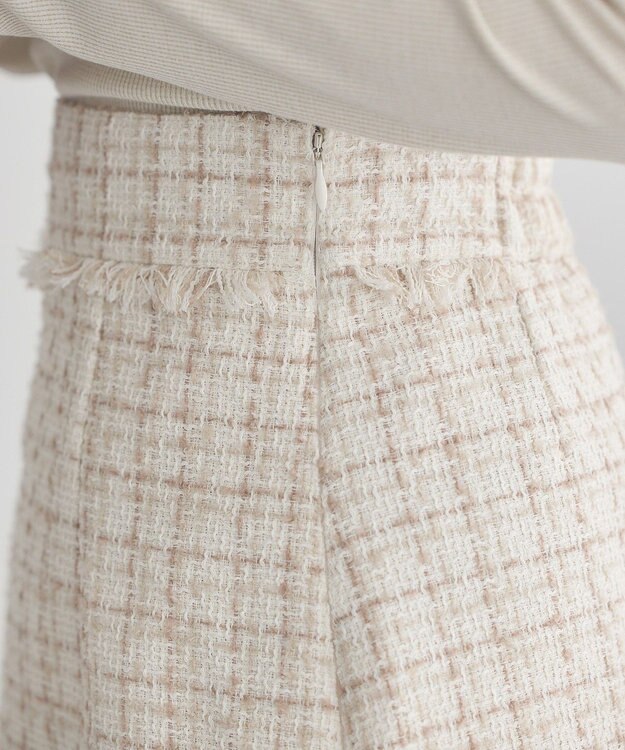 earth music&ecology 【セットアップ可】フリンジツイードミニスカート Ivory