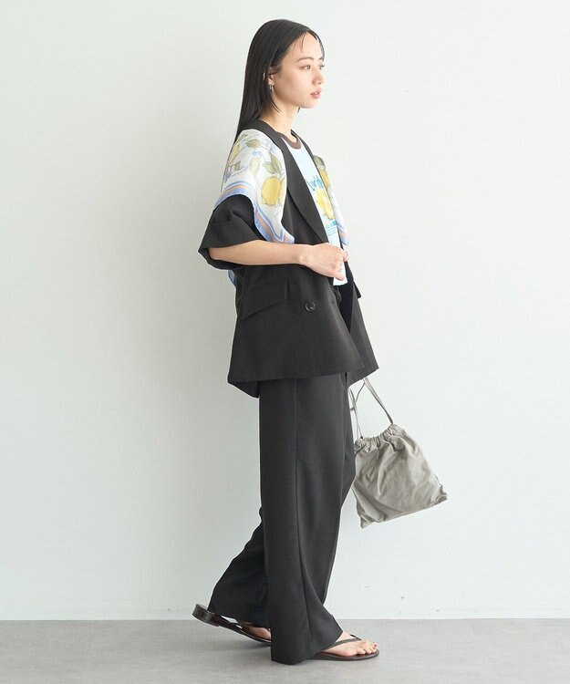 earth music&ecology 【セットアップ対応】リネンライクリラックスパンツ Black