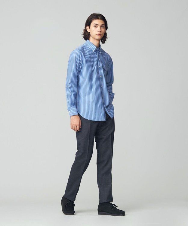 J.PRESS MEN パッチフラップ マルチストライプシャツ/B.D. サックスブルー系1