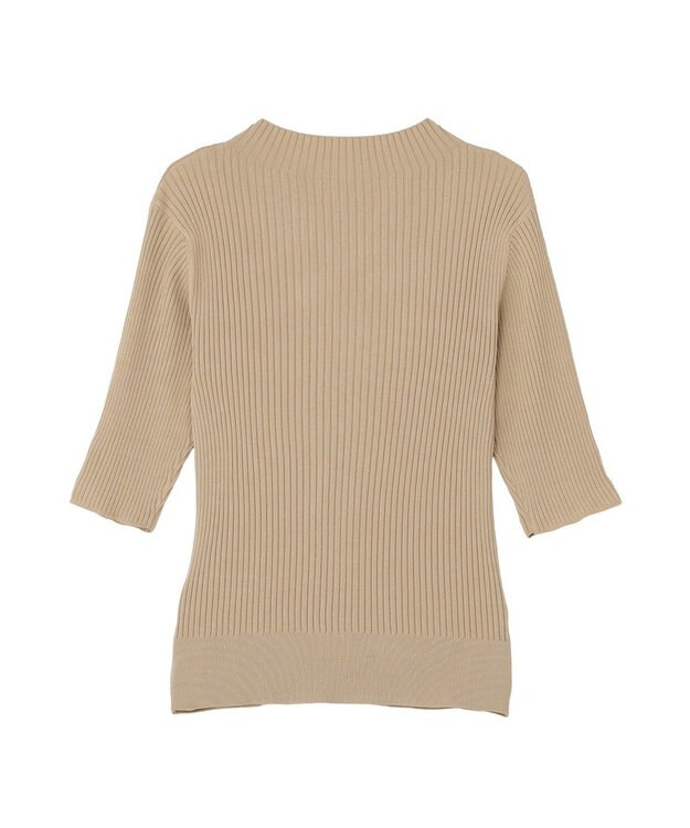 YECCA VECCA ハイネック5分袖リブニット Gray Beige