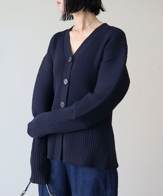 Green Parks リブニットカーディガン Navy