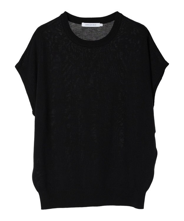 AMERICAN HOLIC 接触冷感フレンチスリーブニットプルオーバー Black