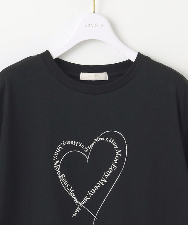 ANY SIS 【洗える】アソートロゴ Tシャツ ハートブラック