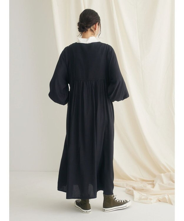 CRAFT STANDARD BOUTIQUE レーヨンキルト切り替えワンピース Black