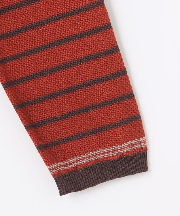 JOSEPH ABBOUD 【洗える】フランドルリネンボーダーカーディガン オレンジ系2