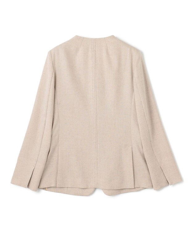 BEIGE， 【洗える】CAROLE / リネンライクノーカラーハーフ丈ジャケット Sand