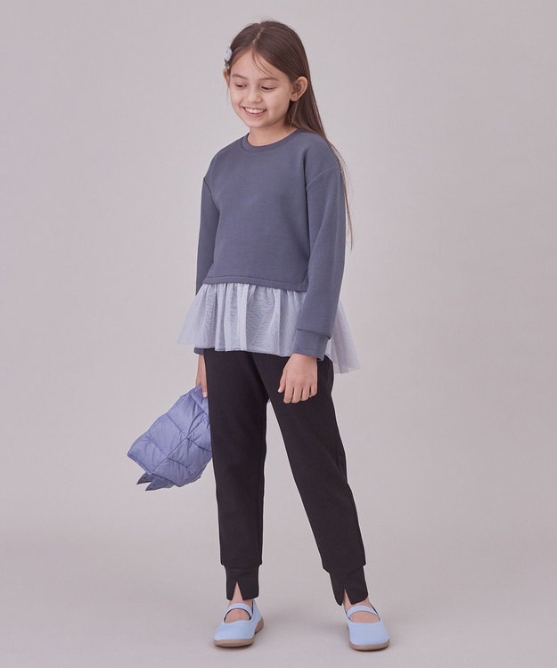 UNFILO 【110-150cm】BEAUTY FORM JERSEY ペプラムスウェット チャコール