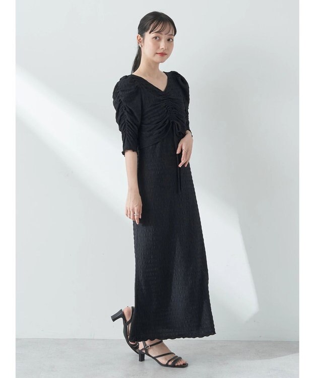 earth music&ecology やわらかカットソーレイヤード見えワンピース Black