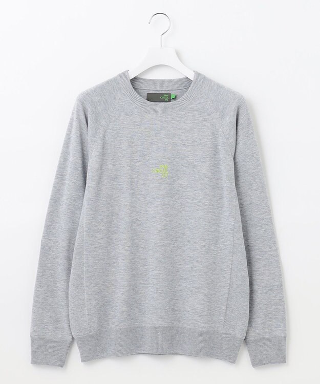 PW CIRCULUS 【MEN】【洗える】ロゴ ラグランスリーブ クルーネック ニット ライトグレー系