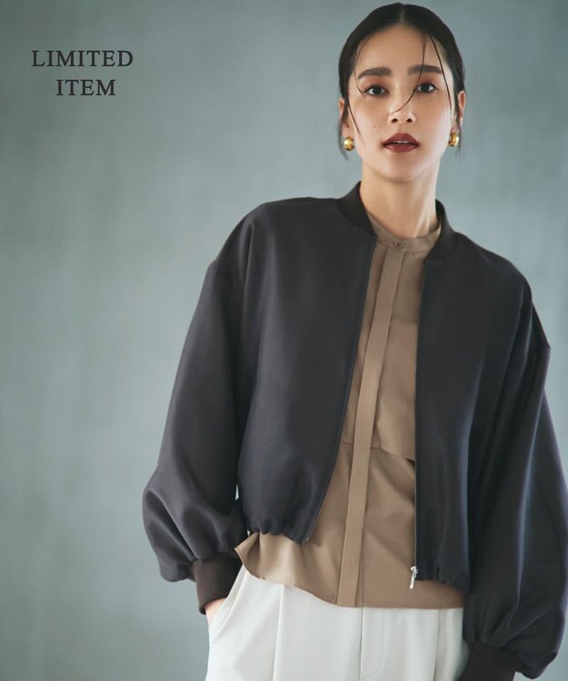 ICB 【WEB限定・洗える】シルキーツイル  クロップドシャツ モカ系