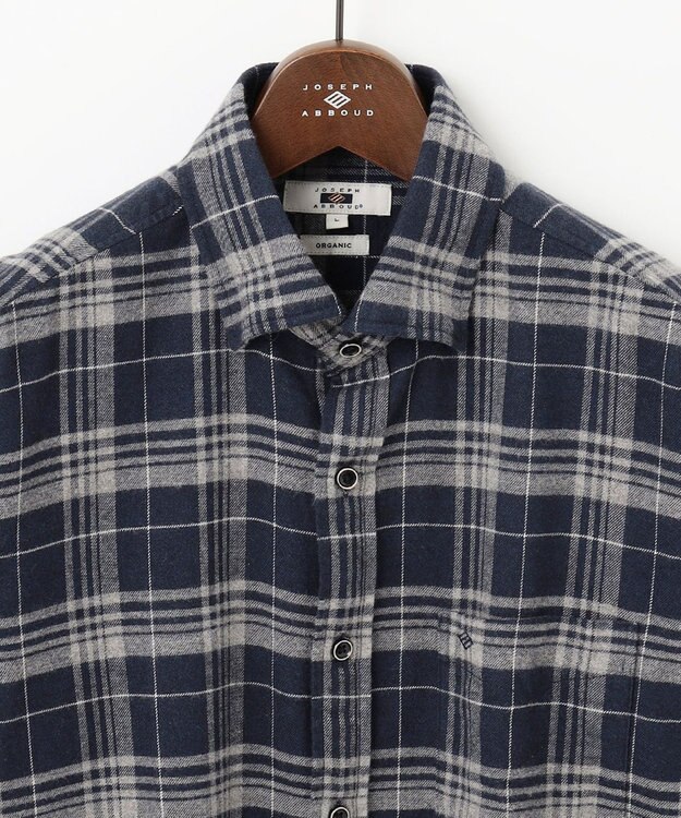 JOSEPH ABBOUD 【オーガニックコットン】ビッグチェック フランネルシャツ ネイビー系4