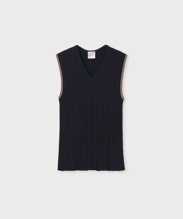 Paul Smith ストライプポイント Vネックニット ネイビー
