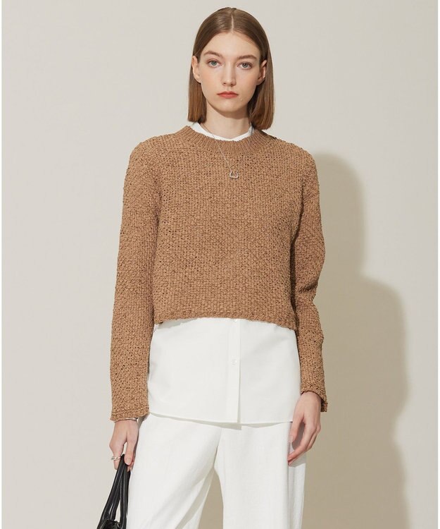 ICB 【洗える】スエードテープヤーン プルオーバー アンバーベージュ系