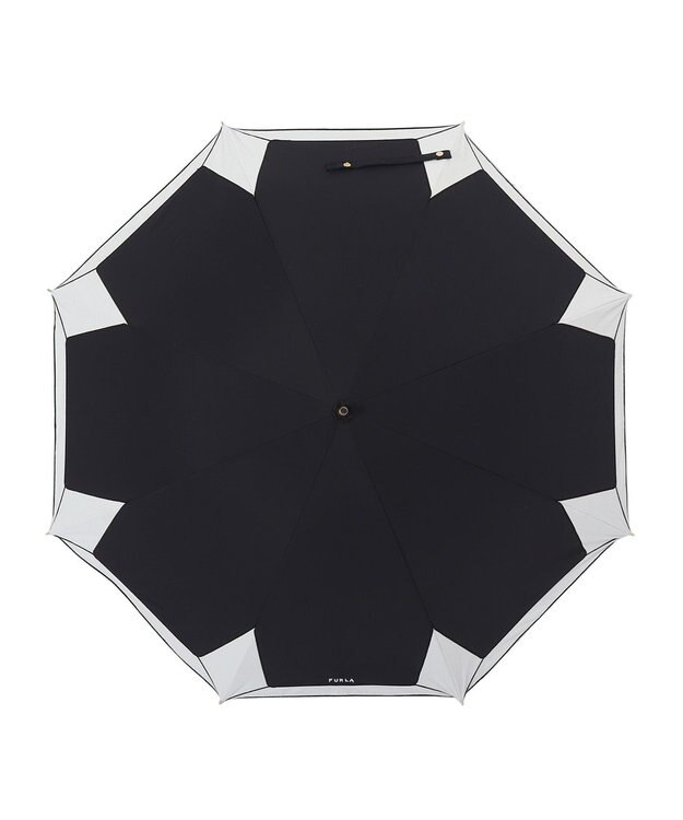 MOONBAT 【フルラ （FURLA）】晴雨兼用日傘 長傘 バイカラーロゴ刺繍 一級遮光 UV ブラック