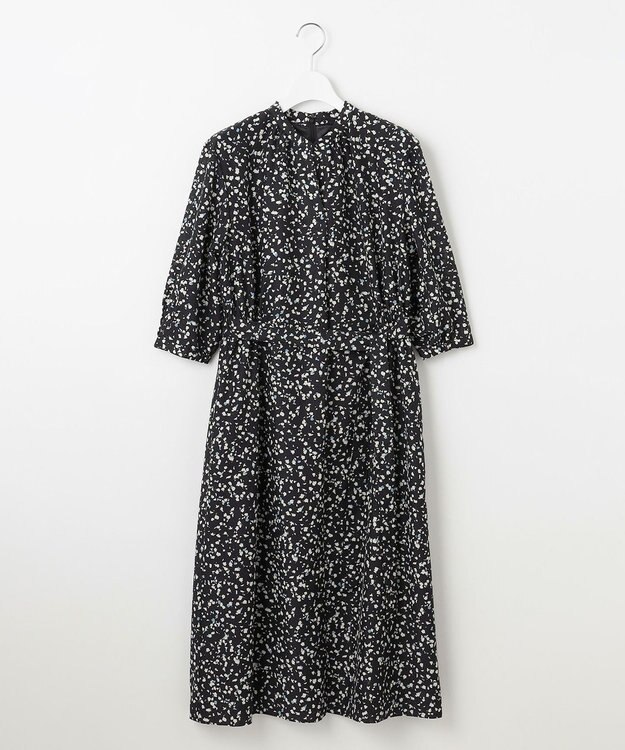 J.PRESS LADIES L 【洗える】スパンローンフラワープリント ワンピース ネイビーベース系