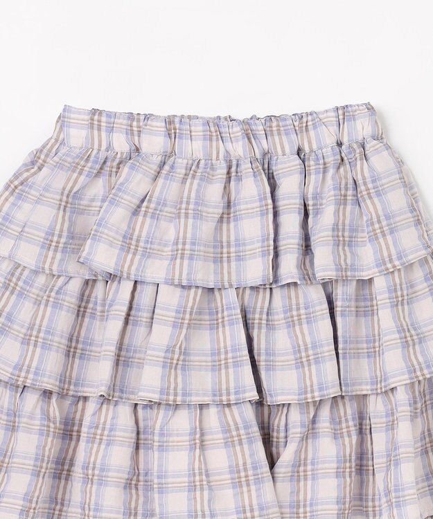 ANY KIDS 【洗濯機可能】ティアード チェックスカパン ブラウン