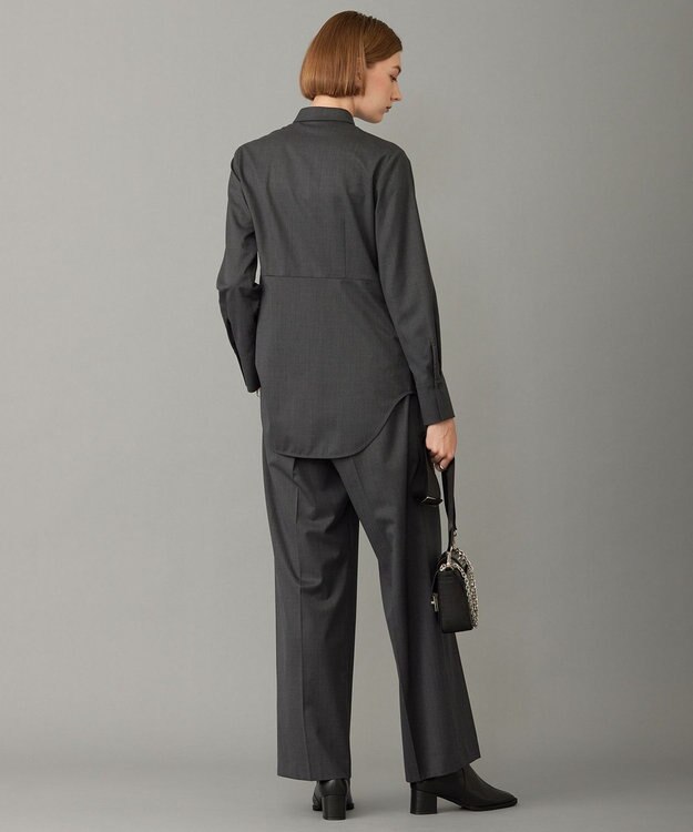 ICB 【洗える】 TWブロード シャツ チャコール系