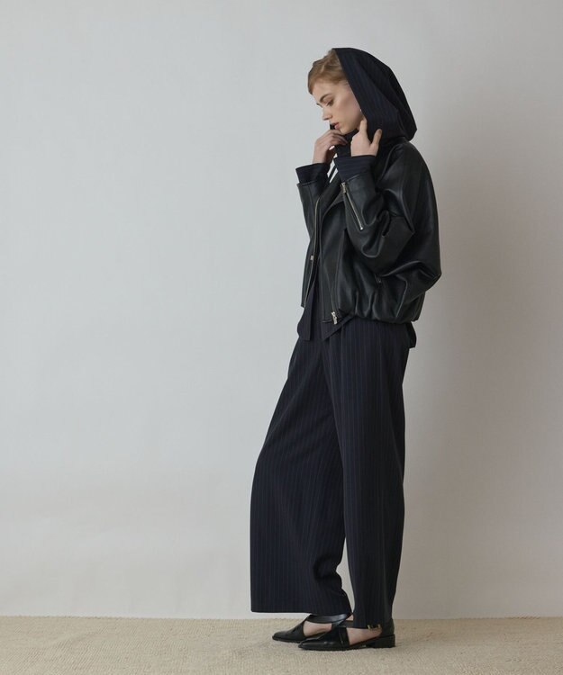 GRACE CONTINENTAL フェイクレザーライダース ブラック