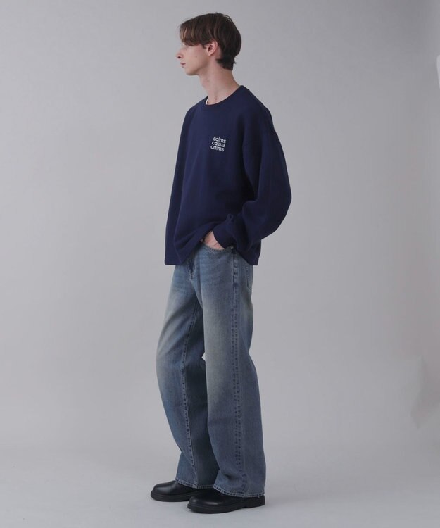 WEGO 【ユニセックス着用ITEM】ショートドロストワンポイント刺繍プルオーバー ネイビー