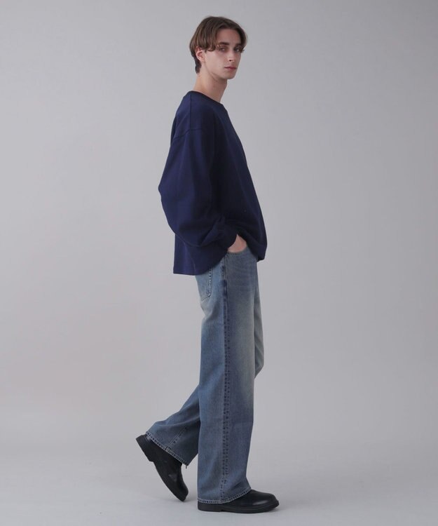 WEGO 【ユニセックス着用ITEM】ショートドロストワンポイント刺繍プルオーバー ネイビー