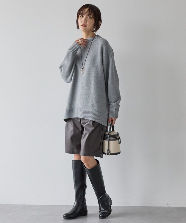 AMERICAN HOLIC サイドスリットハイネックニットプルオーバー Gray Mixture