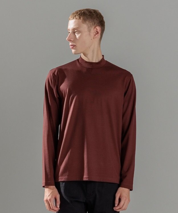 JOSEPH HOMME ウールジャージーウォッシャブル　モックネックカットソー ワイン系