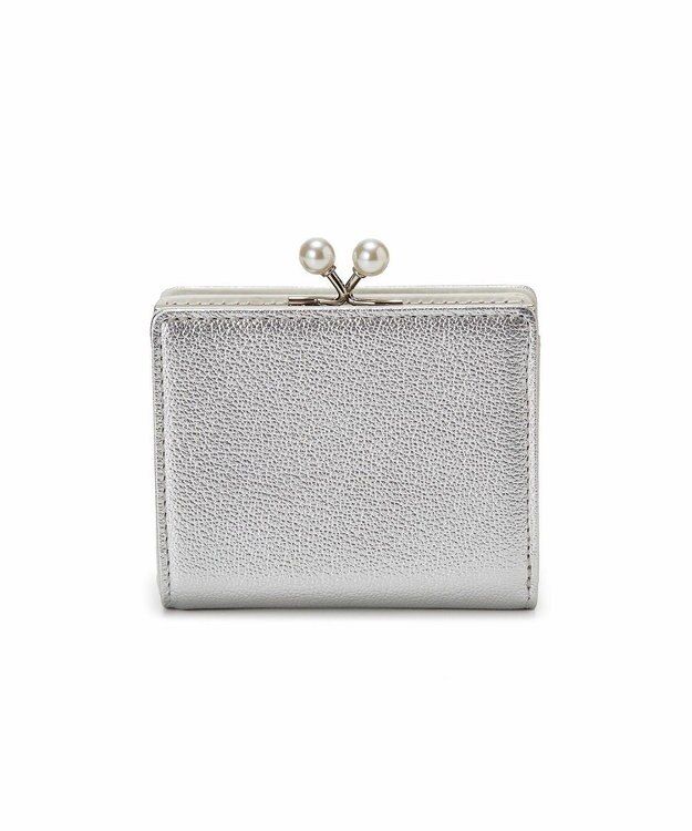 TOPKAPI 【TOPKAPI】シュリンクレザー パール がま口 二つ折り 財布 シルバー
