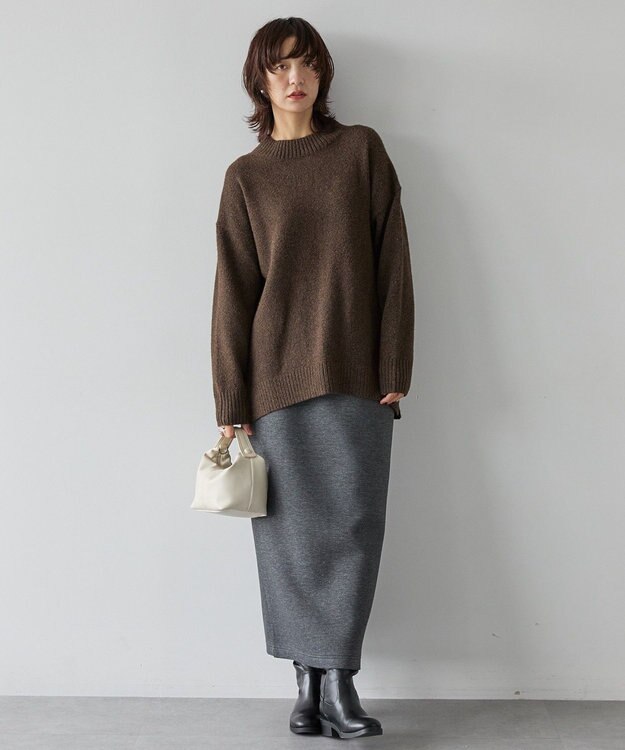 AMERICAN HOLIC サイドスリットハイネックニットプルオーバー Brown