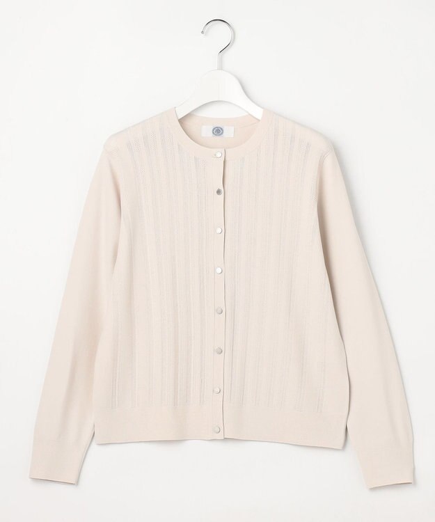 J.PRESS LADIES Rayon Elite Stretch クルーネック カーディガン ライトベージュ系