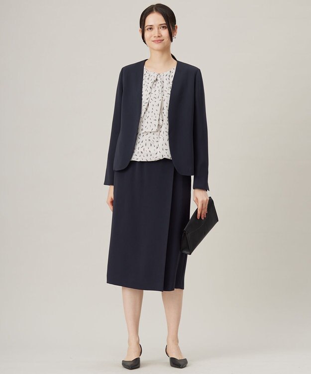 自由区 L 【セットアップ対応・洗える】トリアセダブルクロス スカート ネイビー系