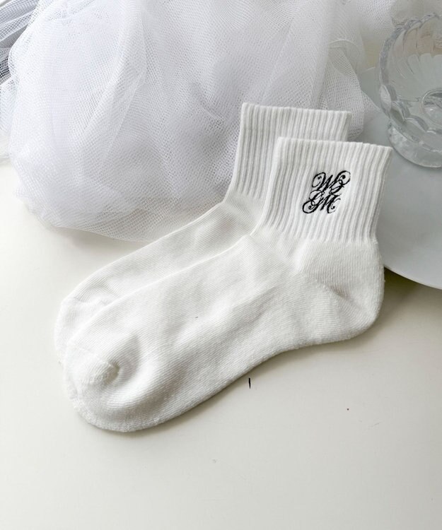 WEGO デザインロゴ刺繍アンクル底パイルソックス 柄9